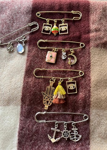 Bohem Tarzı İşlemeli Kadın Broş Seti - Görsel 2