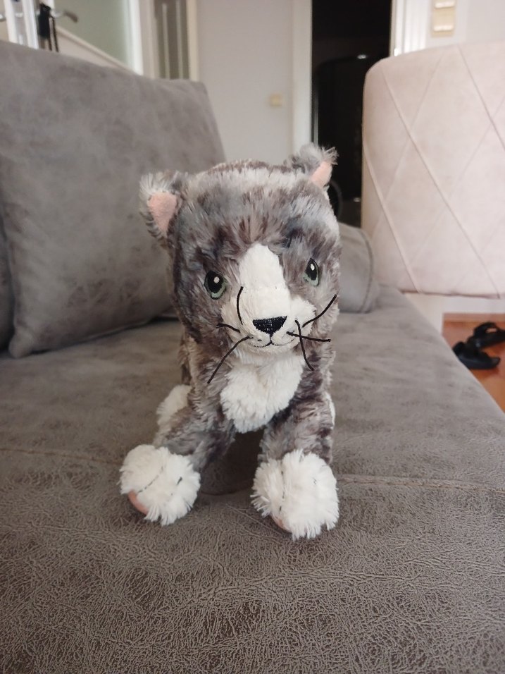 Gri Peluş Kedi Oyuncak - Görsel 2