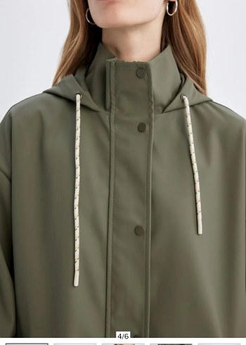Kadın Haki Uzun Boy Yağmurluk - Görsel 4
