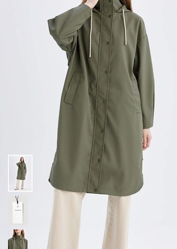 Kadın Haki Uzun Boy Yağmurluk - Görsel 2