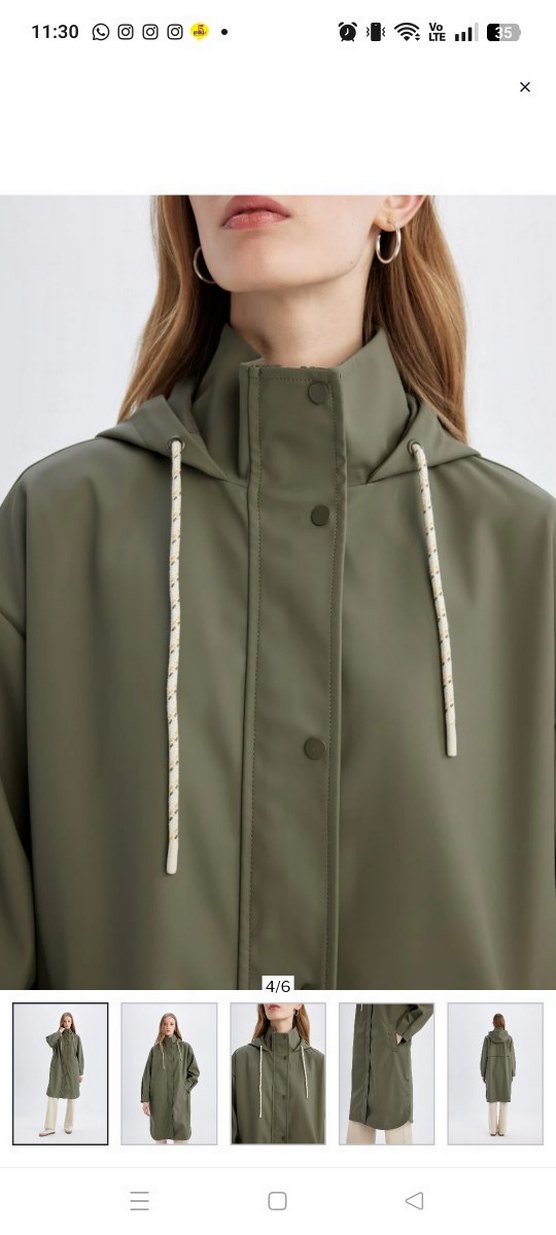 Kadın Haki Uzun Boy Yağmurluk - Görsel 4