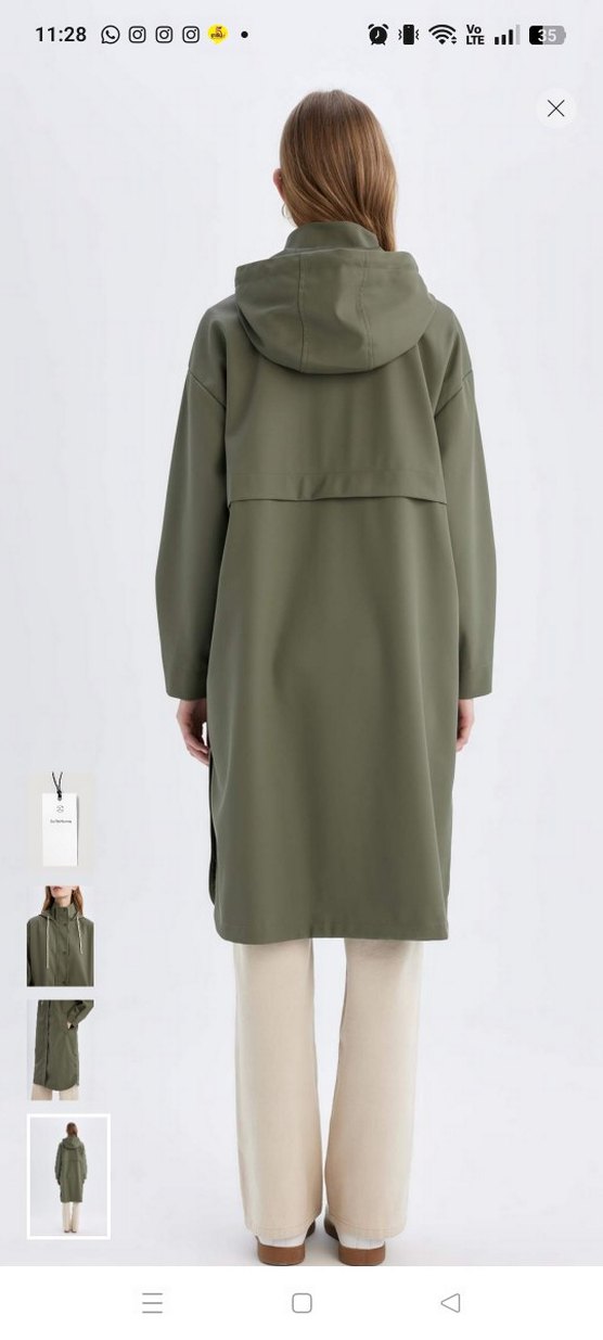 Kadın Haki Uzun Boy Yağmurluk - Görsel 5