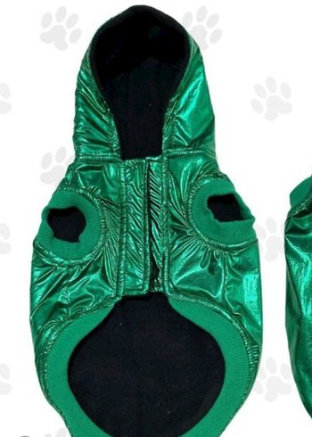 Fermuarlı Koyu Yeşil Köpek Kapüşonlu Mont