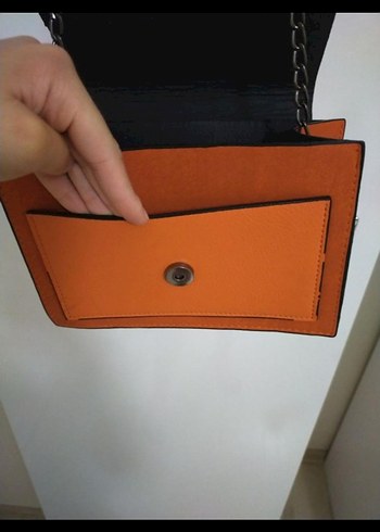 Zincir Detaylı Bej Deri Kadın Çanta - Görsel 4