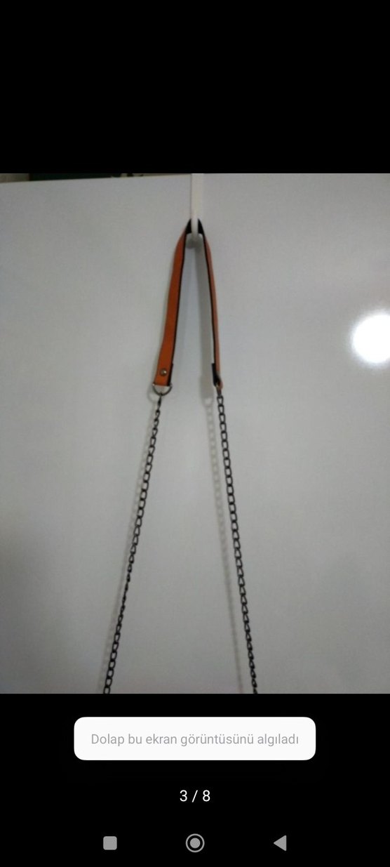 Zincir Detaylı Bej Deri Kadın Çanta - Görsel 3