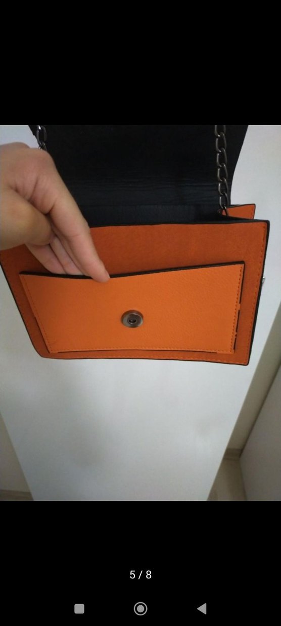 Zincir Detaylı Bej Deri Kadın Çanta - Görsel 4