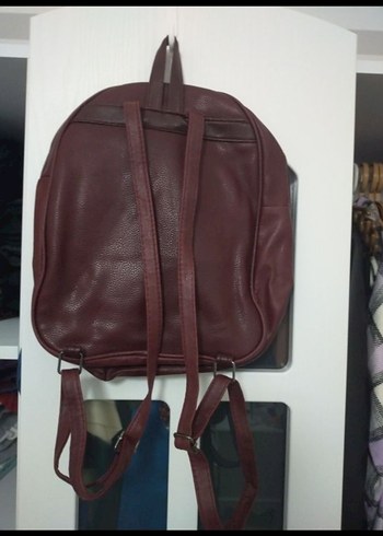 Bordo Deri Kadın Sırt Çantası - Görsel 3