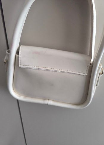 Beyaz Deri Tokalı Kadın Çanta - Görsel 2