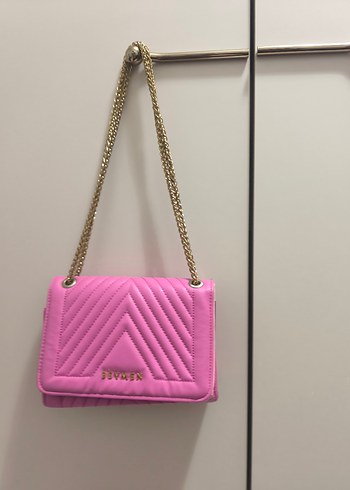 Zincir Detaylı Pembe Kadın Çanta - Görsel 2