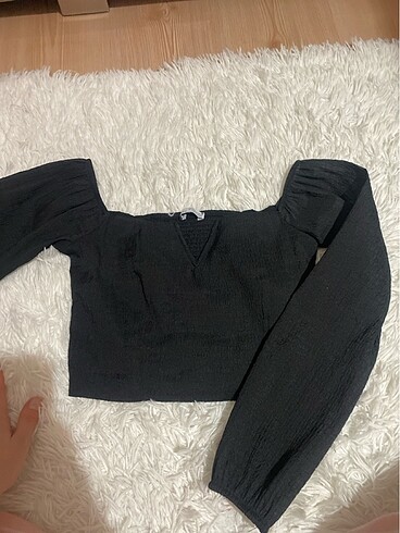 xs Beden Crop siyah gömlek
