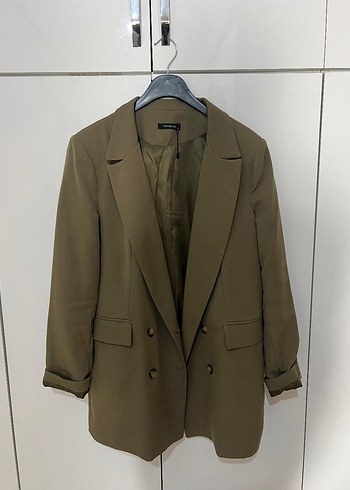 Düğmeli Bej Kadın Blazer Ceket - Görsel 2