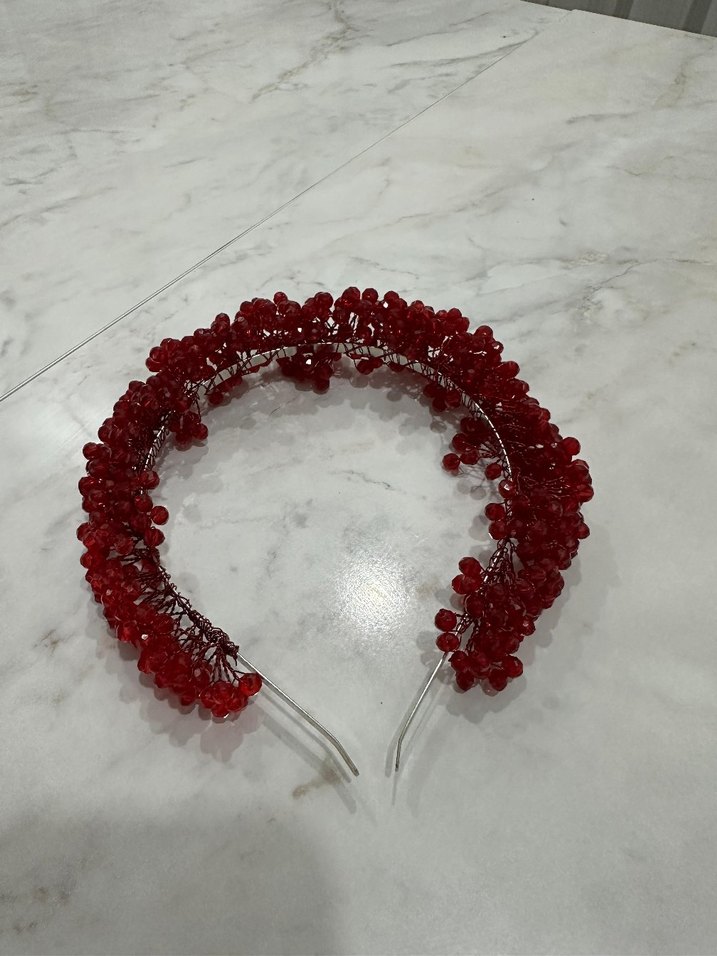 Kırmızı Boncuklu Bohem Taç - Görsel 2