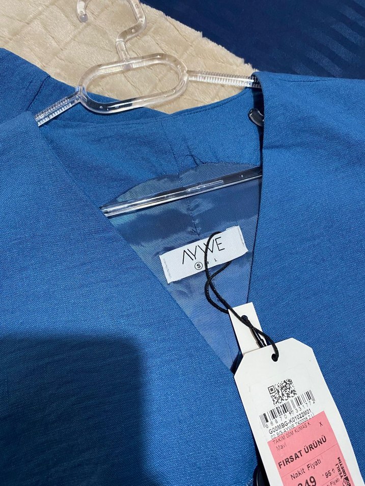 Düğmeli Lacivert Kadın Kumaş takım - Görsel 3