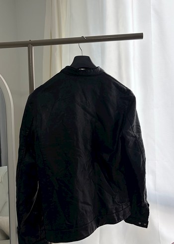 Siyah Parlak Deri Biker Ceket - Görsel 5