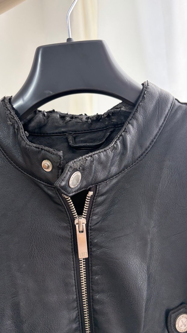 Siyah Parlak Deri Biker Ceket - Görsel 3
