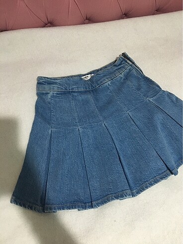 m Beden Pull and Bear Pileli Jean Kot Etek