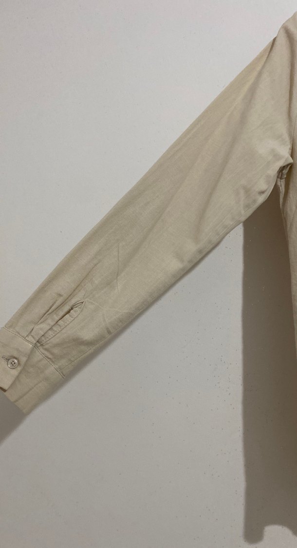 Bej Keten Kadın Gömlek Uzun Kollu - Görsel 3