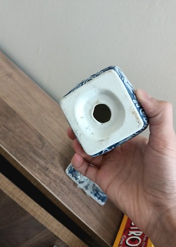 Dantel Detaylı Mavi Vintage Mumluk - Görsel 7