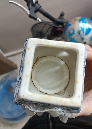 Dantel Detaylı Mavi Vintage Mumluk - Görsel 5