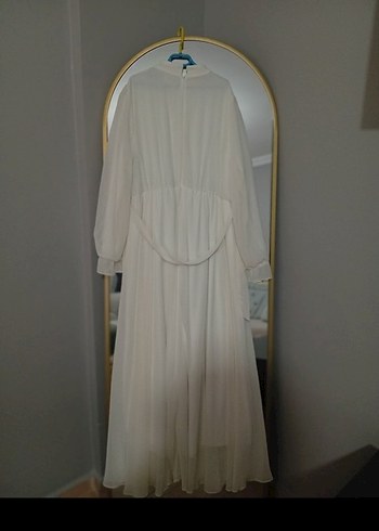 Uzun Beyaz Bohem Zarif Elbise - Görsel 5