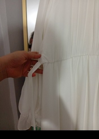 Uzun Beyaz Bohem Zarif Elbise - Görsel 3