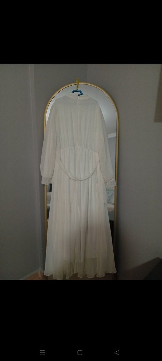 Uzun Beyaz Bohem Zarif Elbise - Görsel 5