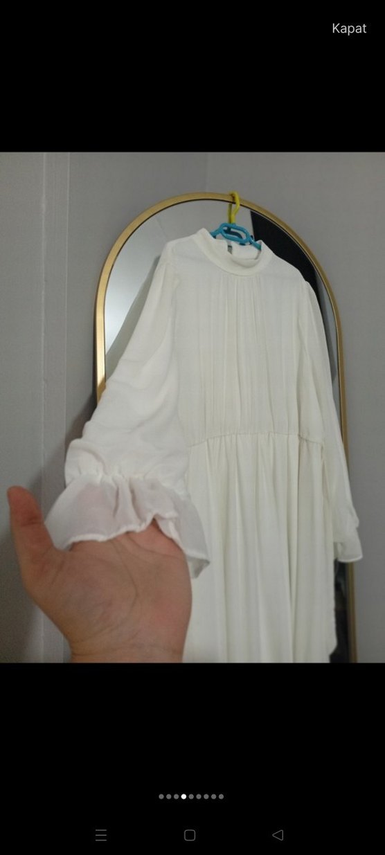 Uzun Beyaz Bohem Zarif Elbise - Görsel 2