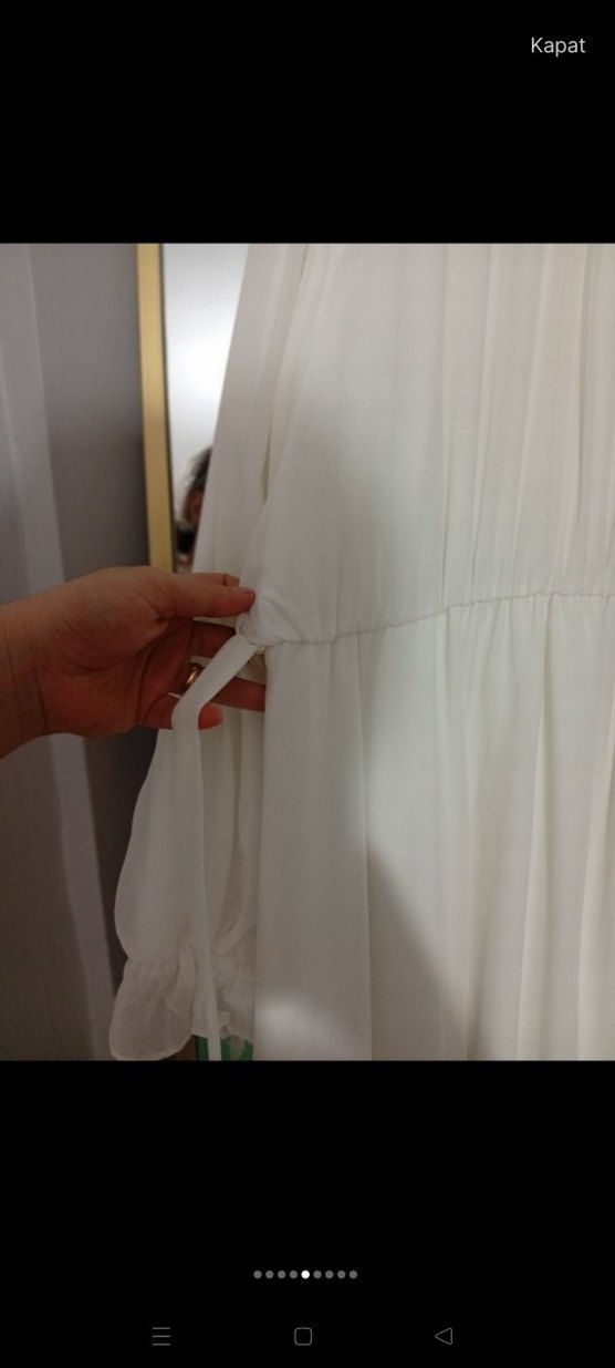 Uzun Beyaz Bohem Zarif Elbise - Görsel 3