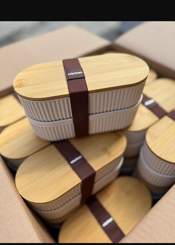 Bambu Kapaklı Bej Gıda Kabı