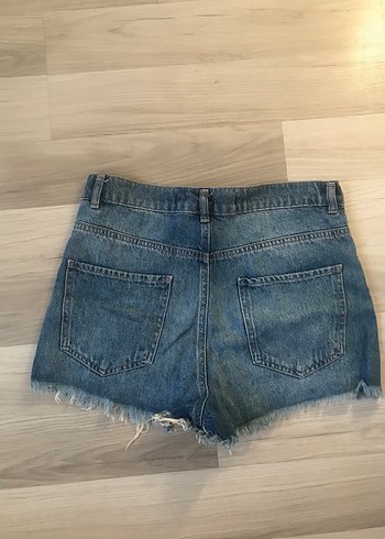 LC Waikiki Kadın Mavi Kot Şort, Bol Kesim, Mini Boy