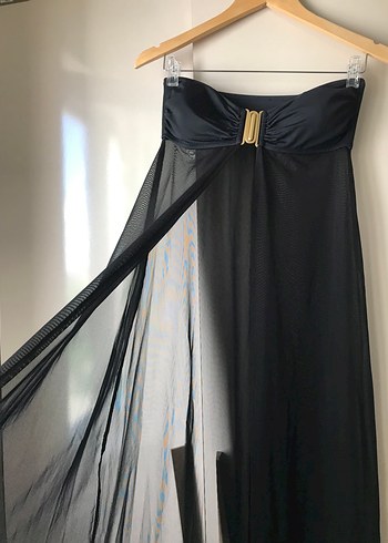 Siyah Askısız Uzun Kadın Pareo - Görsel 3