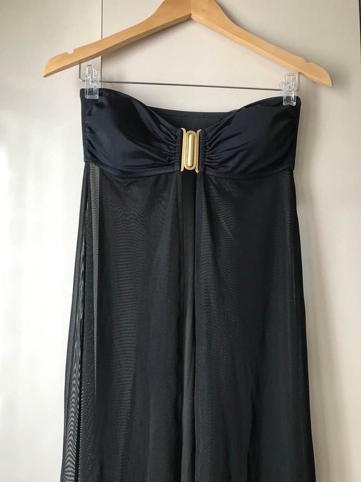 Siyah Askısız Uzun Kadın Pareo - Görsel 2