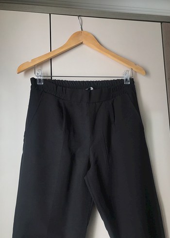 38 Beden Kadın Siyah Keten Midi Kumaş Pantolon