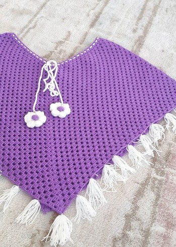 Bohem Mor Örgü Kız Panço - Görsel 2