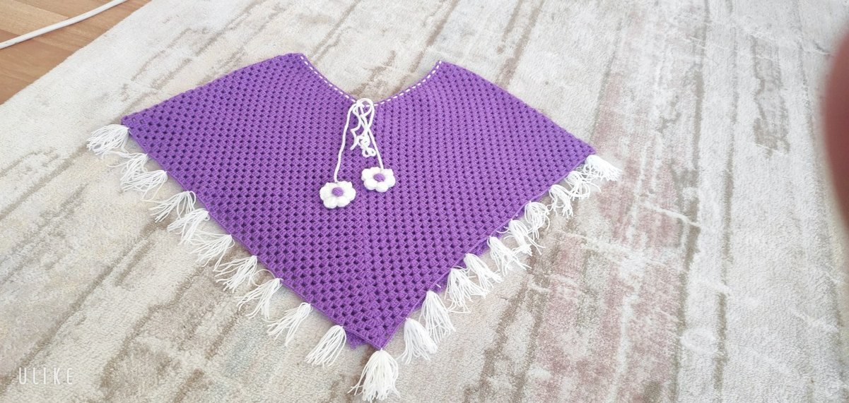 Bohem Mor Örgü Kız Panço - Görsel 2