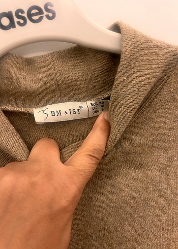 38 Beden kahverengi Renk Örgü Kadın Mini Tunik, Uzun Kollu, Kahverengi