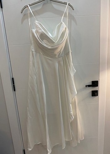 Askılı Beyaz A Kesim Uzun Gelinlik - Görsel 3