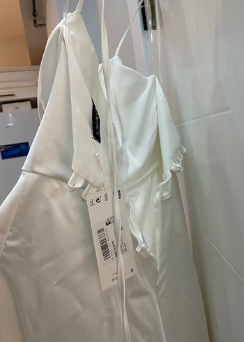 Askılı Beyaz A Kesim Uzun Gelinlik - Görsel 4