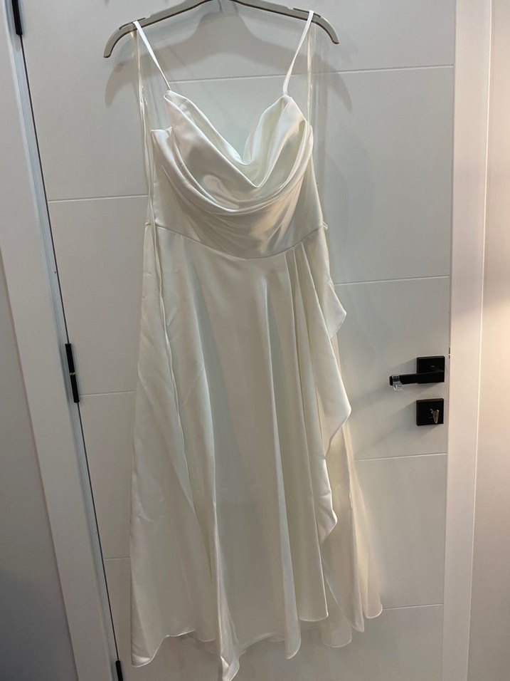 Askılı Beyaz A Kesim Uzun Gelinlik - Görsel 3