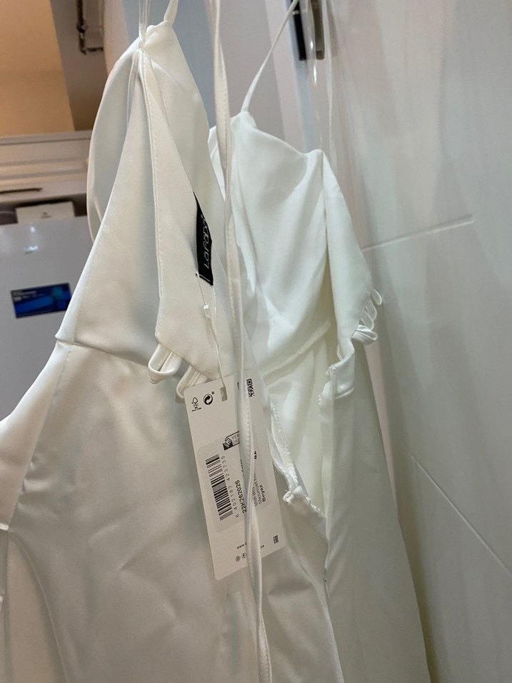 Askılı Beyaz A Kesim Uzun Gelinlik - Görsel 4