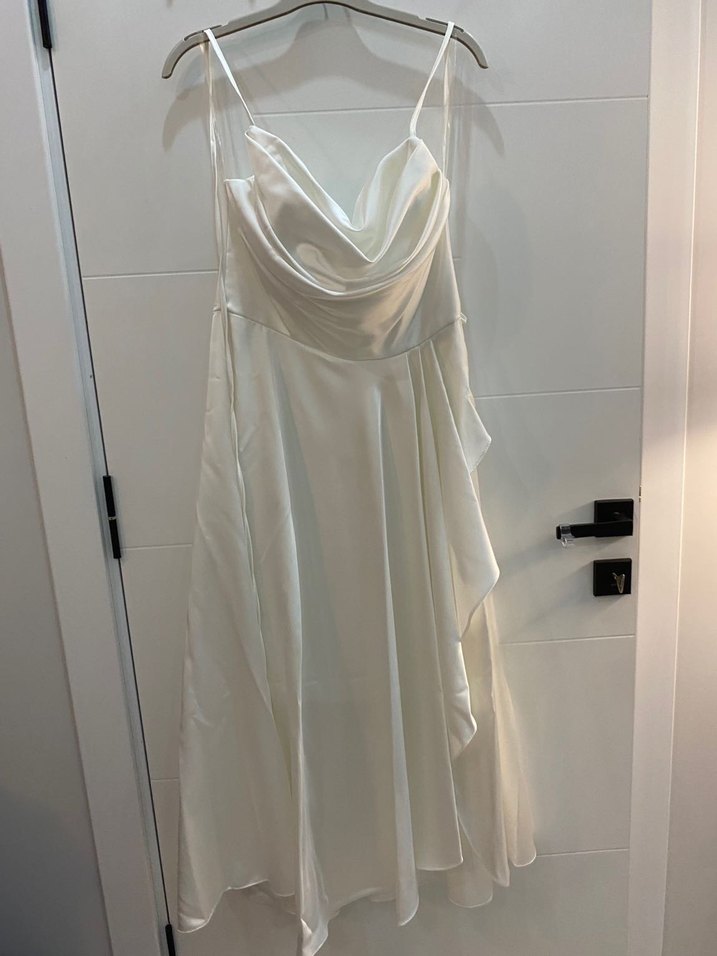 Askılı Beyaz A Kesim Uzun Gelinlik - Görsel 2