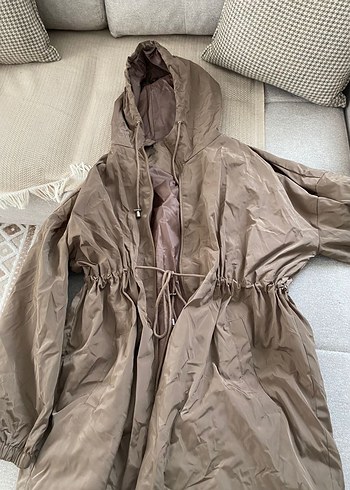 Bej Midi Boy Kadın Yağmurluk - Görsel 3