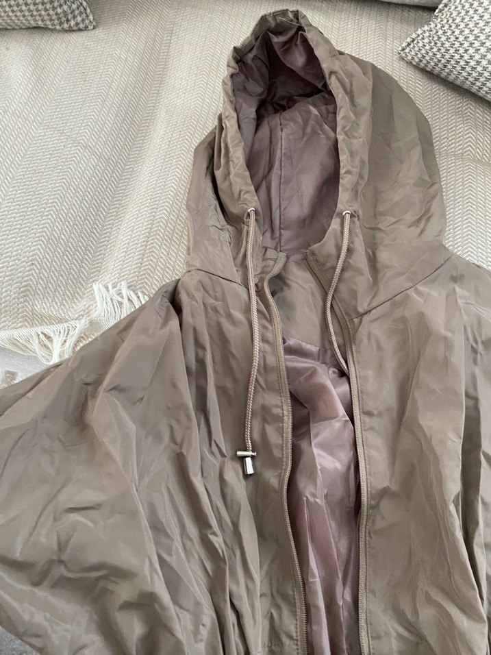 Bej Midi Boy Kadın Yağmurluk - Görsel 4