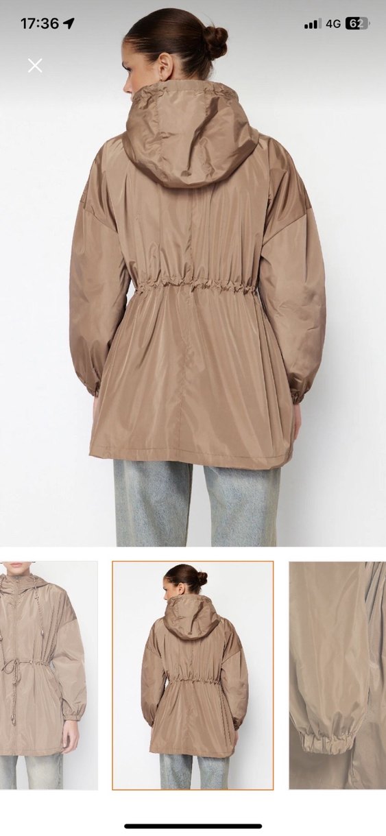 Bej Midi Boy Kadın Yağmurluk - Görsel 5