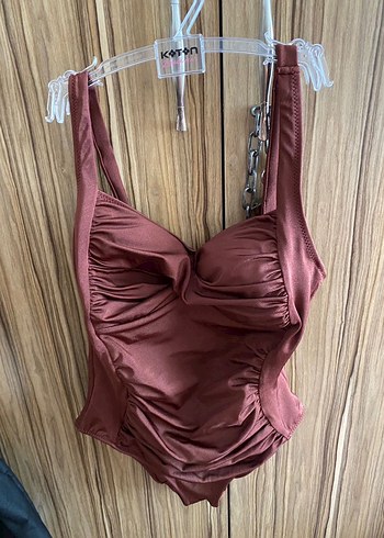 Kahverengi Drapeli Kadın Mayo - Görsel 5