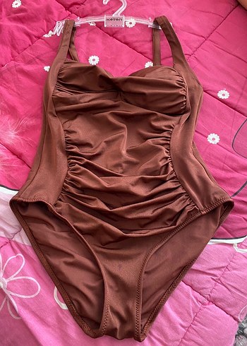 Kahverengi Drapeli Kadın Mayo - Görsel 2