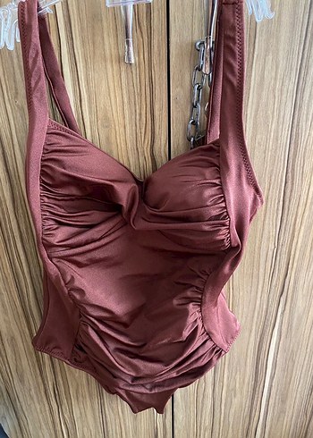 Kahverengi Drapeli Kadın Mayo - Görsel 7