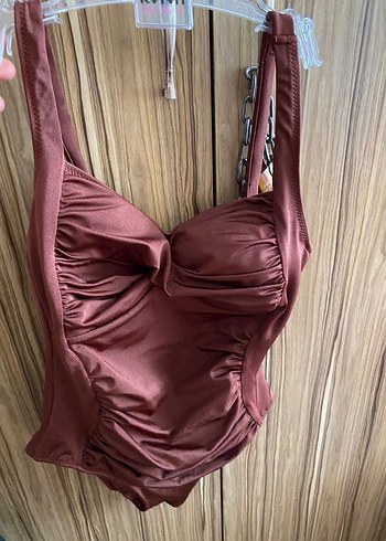 Kahverengi Drapeli Kadın Mayo - Görsel 4