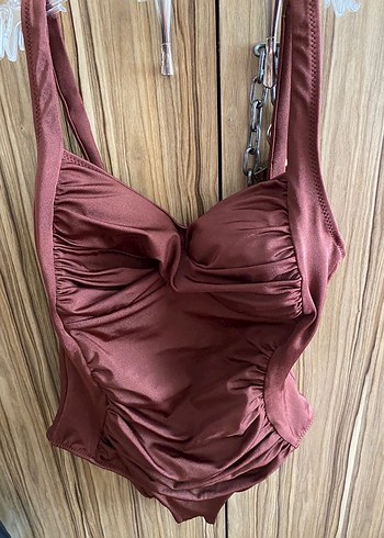 Kahverengi Drapeli Kadın Mayo - Görsel 6