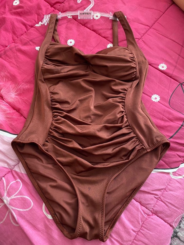 Kahverengi Drapeli Kadın Mayo - Görsel 2